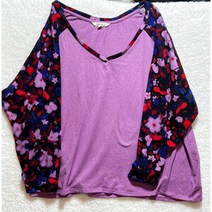 Pioneer Woman Soft Lilac Floral Sleeve Raglan Set 3x w Matching Pants